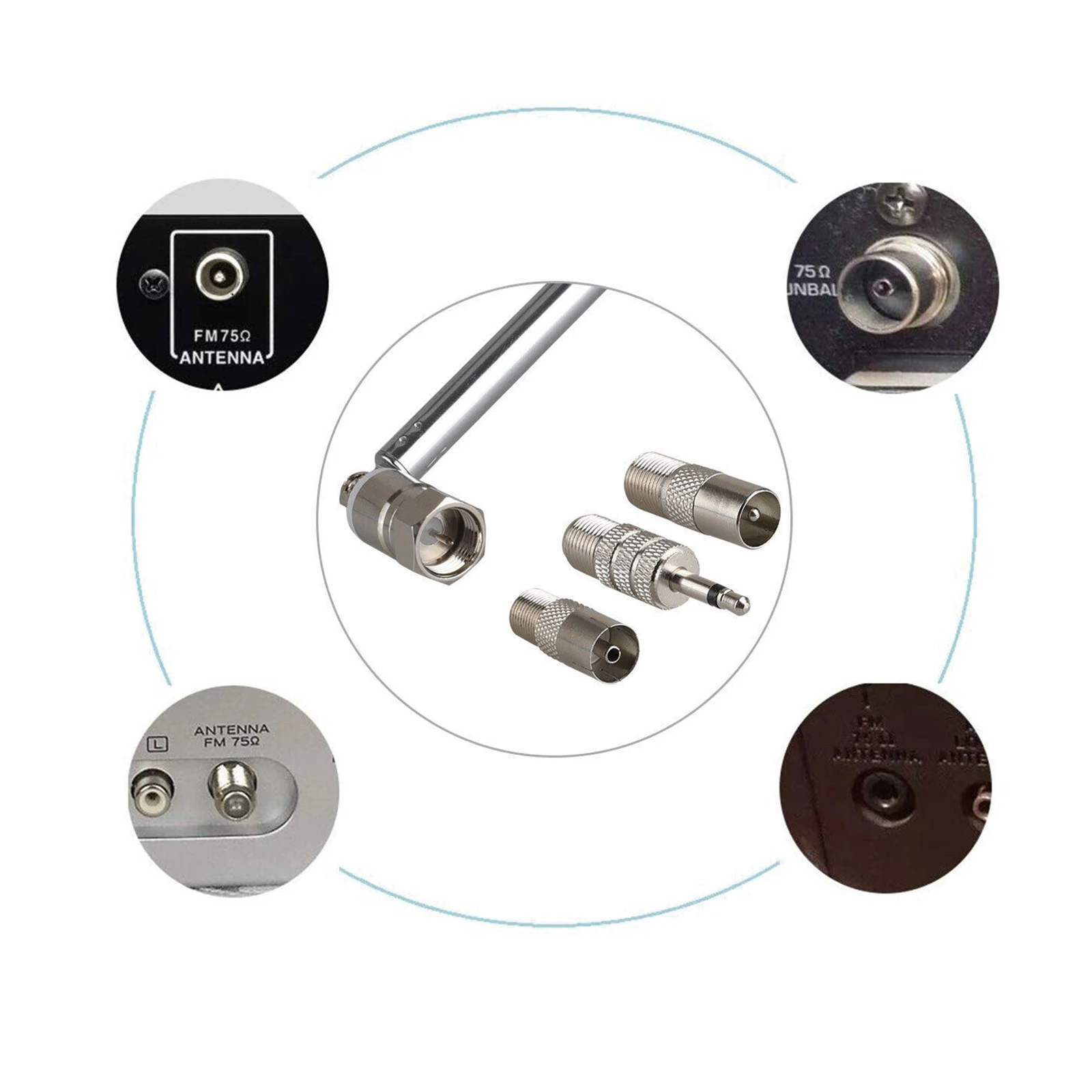 Rod Antenna 3.5mm Adapter FM Radio Antenna Replace Telescopic Aerial F Type Male Plug Connector For Bose Wave Radio Accessories