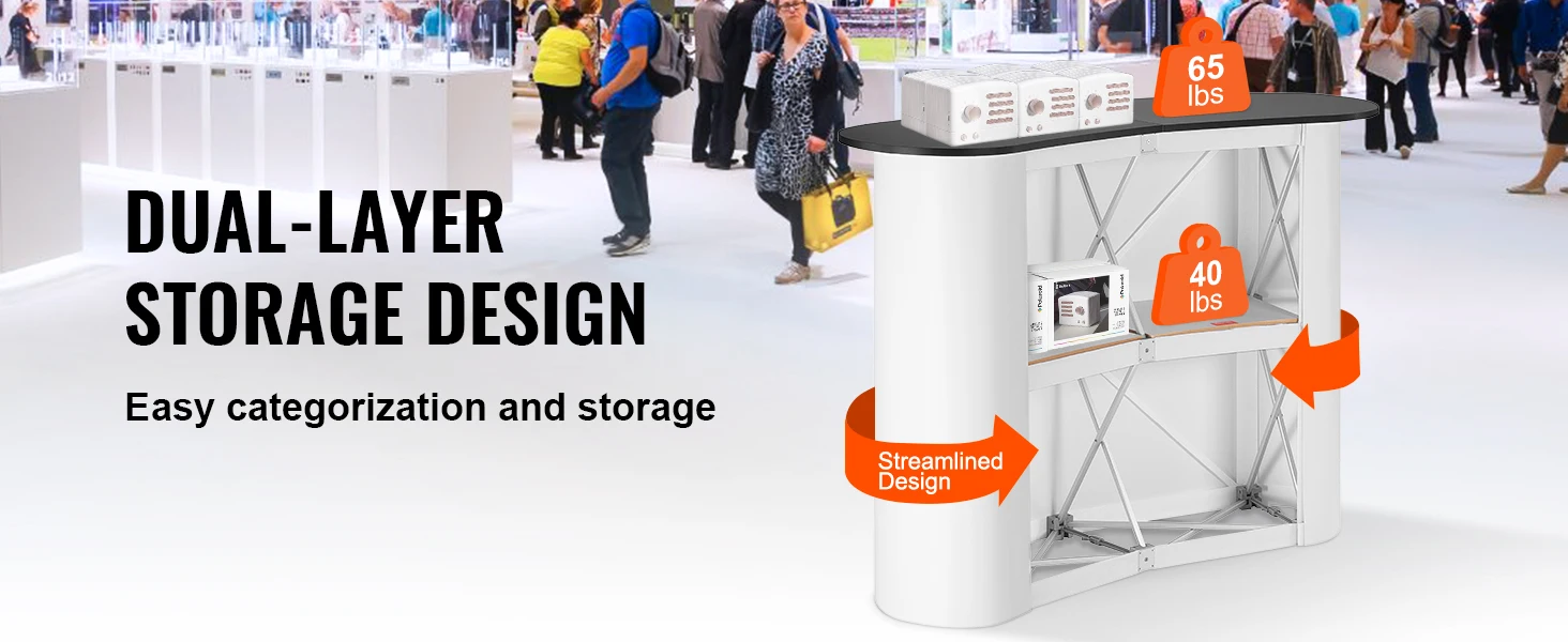SucceBuy Portable Tradeshow Podium Table Exhibition Counter Stand Booth Fair Wall Foldable Promotion Retail Table for party