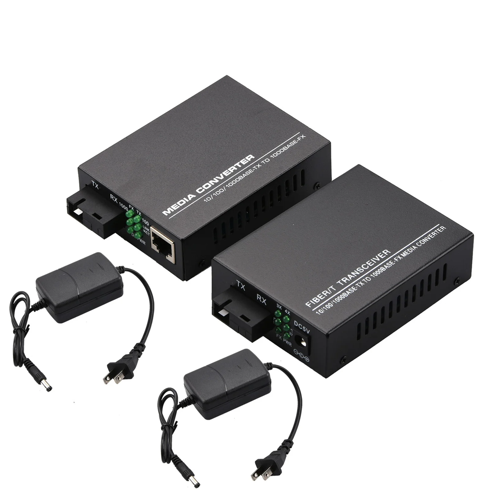 10/100/1000Mbps 1Port and 4Ports Ethernet to Fiber Optic Media Converter Single Mode 4 RJ45 and 1 SC fiber Port