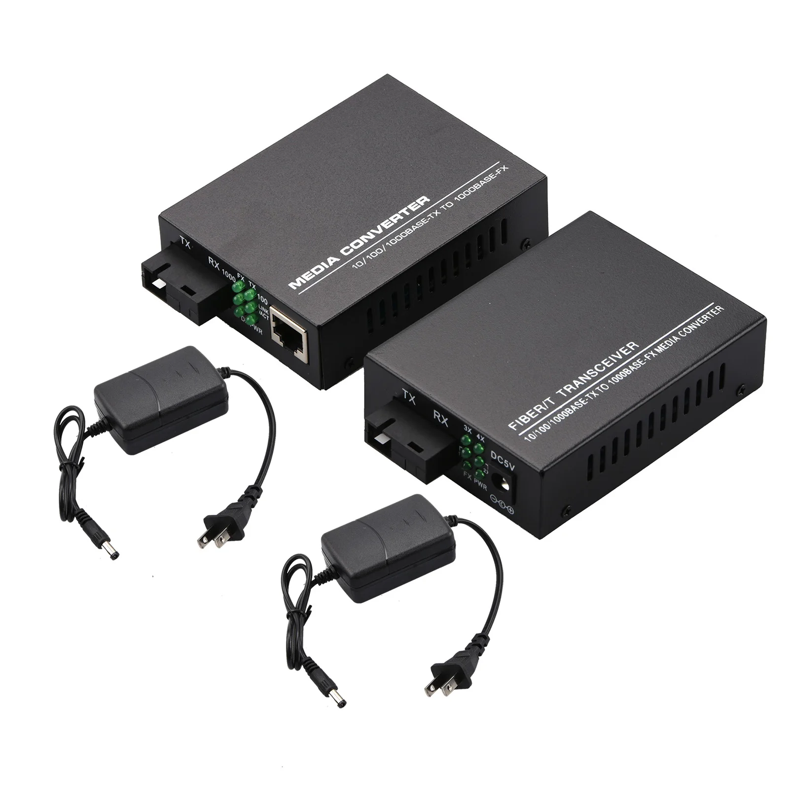 10/100/1000Mbps 1Port and 4Ports Ethernet to Fiber Optic Media Converter Single Mode 4 RJ45 and 1 SC fiber Port