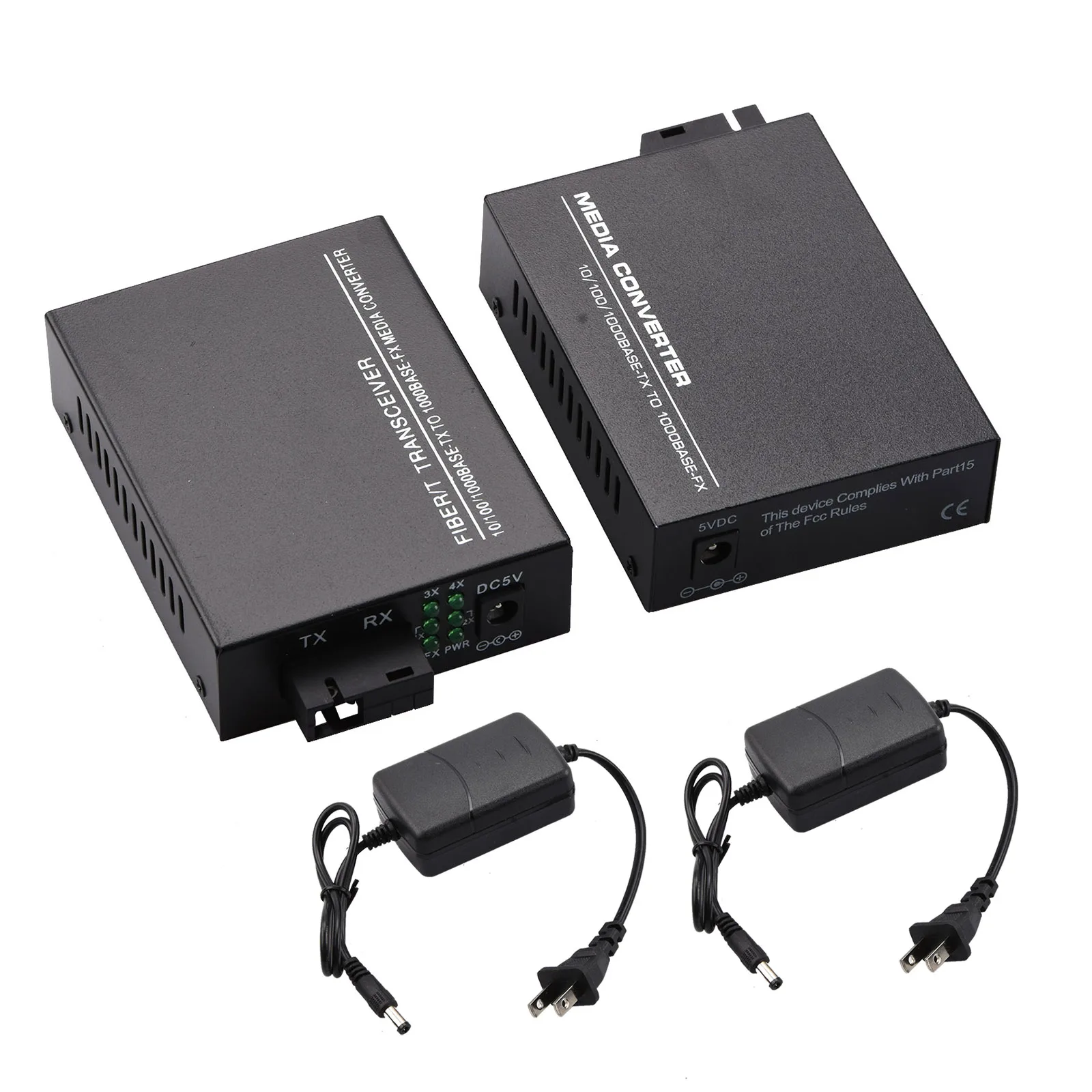 10/100/1000Mbps 1Port and 4Ports Ethernet to Fiber Optic Media Converter Single Mode 4 RJ45 and 1 SC fiber Port