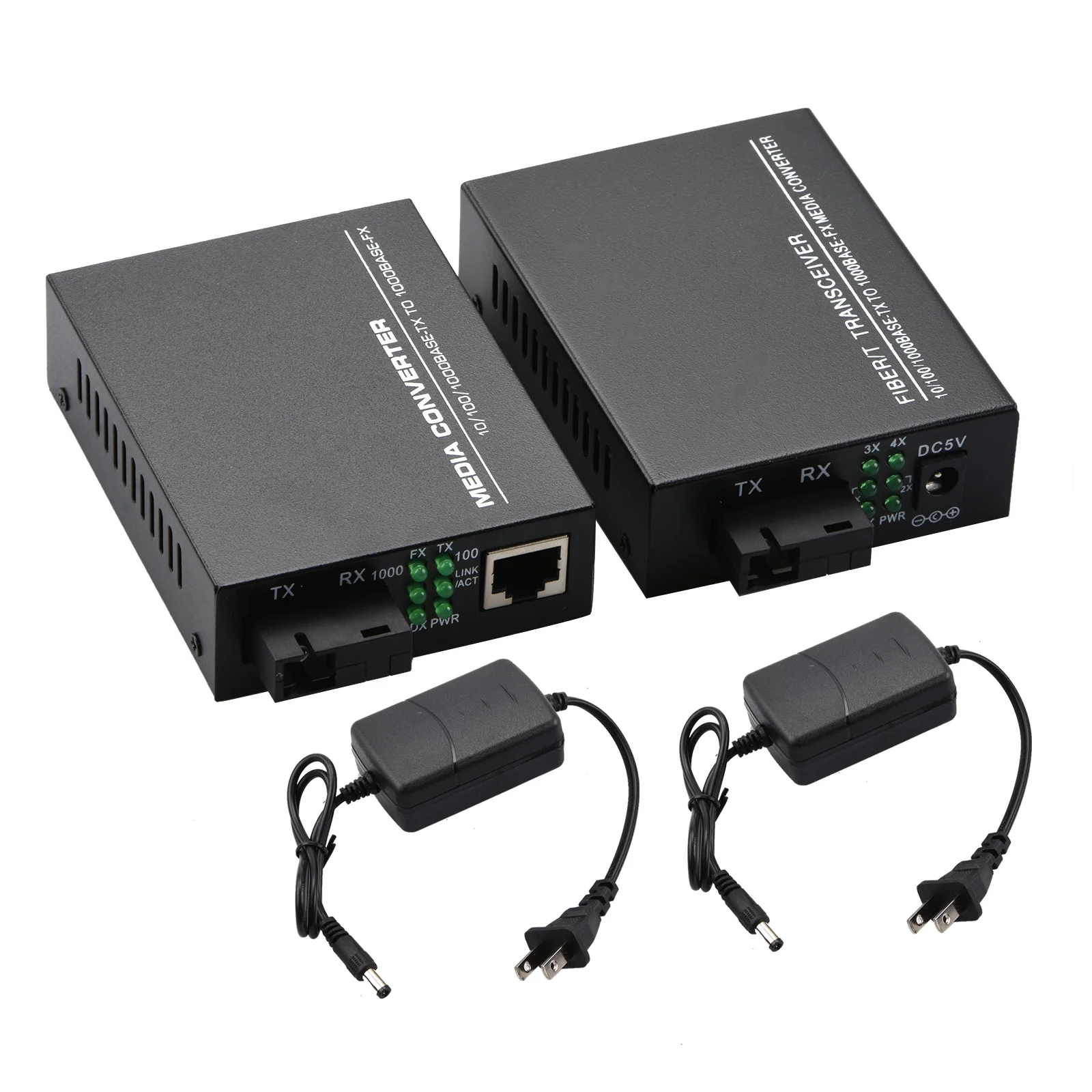 10/100/1000Mbps 1Port and 4Ports Ethernet to Fiber Optic Media Converter Single Mode 4 RJ45 and 1 SC fiber Port
