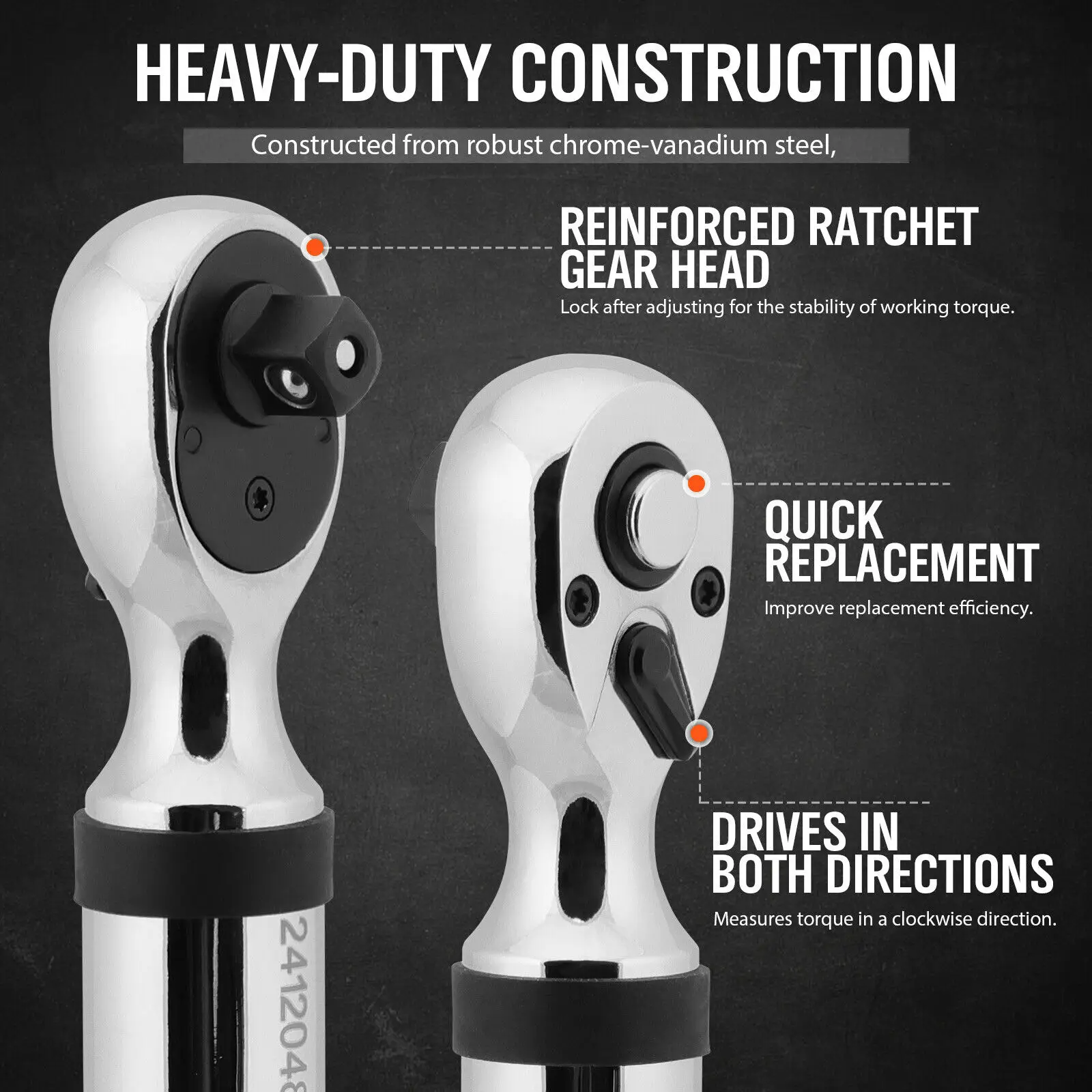 HORUSDY 3Pc 3/8" Digital Torque Wrench Set Adjustable 3-60N.m / 4.4-44 ft.lb
