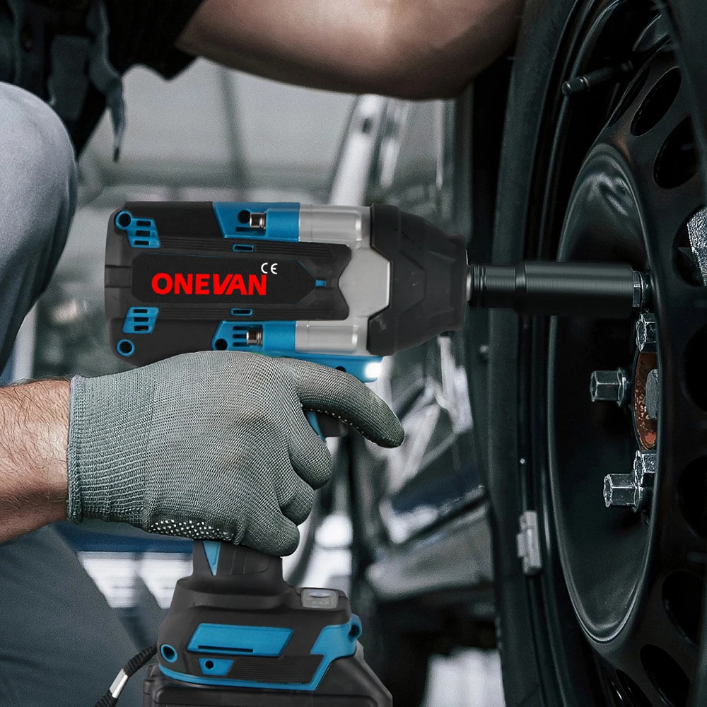ONEVAN High Torque Cordless Brushless Electric Impact Wrench 1800N.M 1/2" Drill Screwdrivers Power Tools For Makita Battery Pin