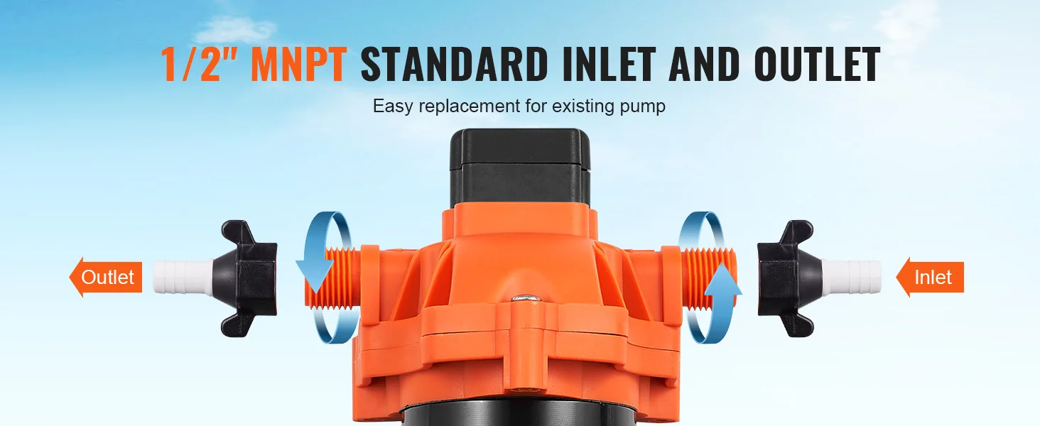 SucceBuy 12V Diaphragm Pump 1.8/3/3.5/5 GPM 3/4/5-Chamber 40-100 PSI Adjustable 1/2'' MNPT Port, for RV Yacht Food Truck Camper