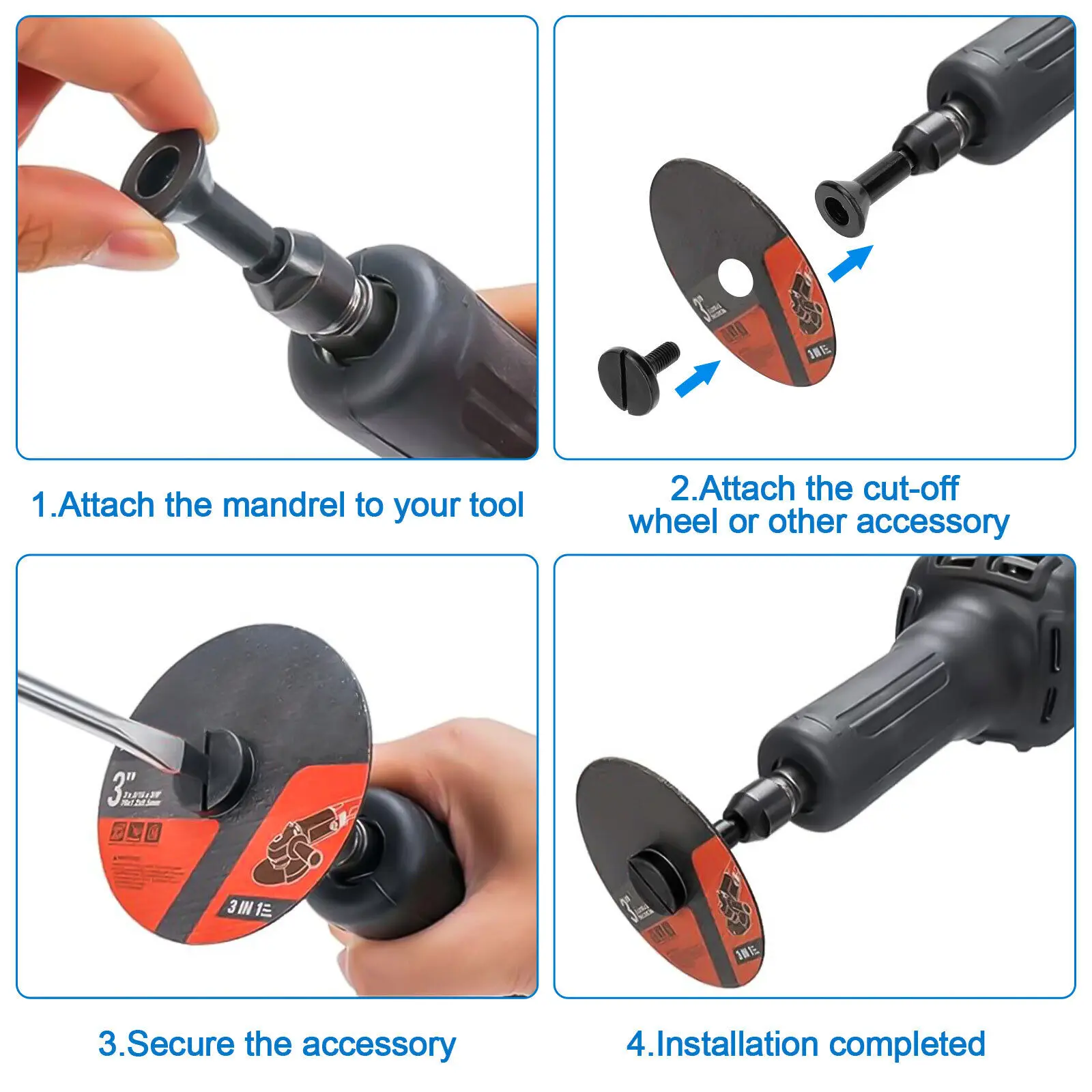 2Pcs Mounting Mandrel Fit Circular Saw Blade Die Grinder Connecting Rod Adapter With 6mm Screw Nut For Drill Rotary Tools