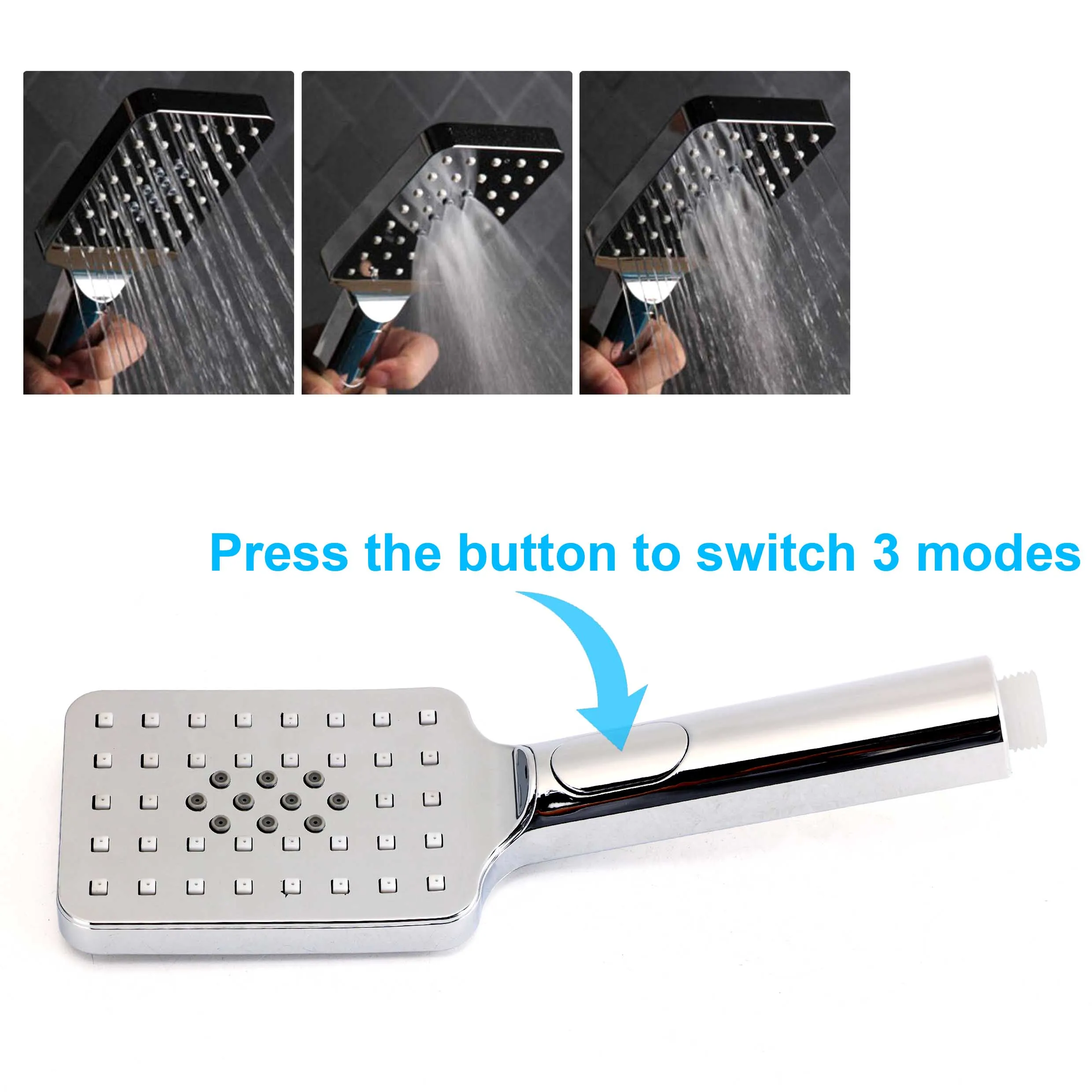 **Sydney Stock** KYLINS Square 10" Rain Shower Head Rose 3 Mode Handheld 2 In 1 Sliding Rail Slider Wall Arm Set WELS WaterMark