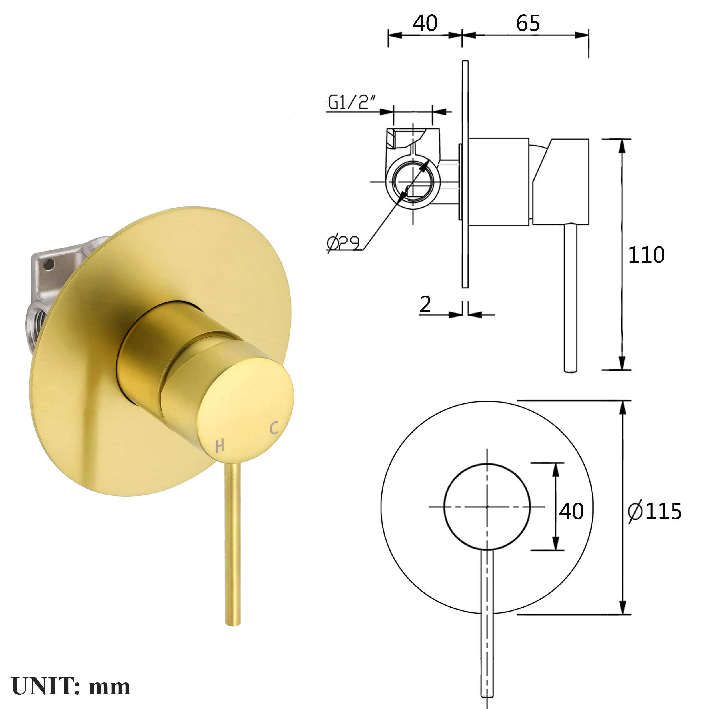 **Sydney Stock** KYLINS Brushed Gold Sliding Rail with 3 Mode Hand Held Shower Head Set Kit Mixer Taps Round WaterMark Wels