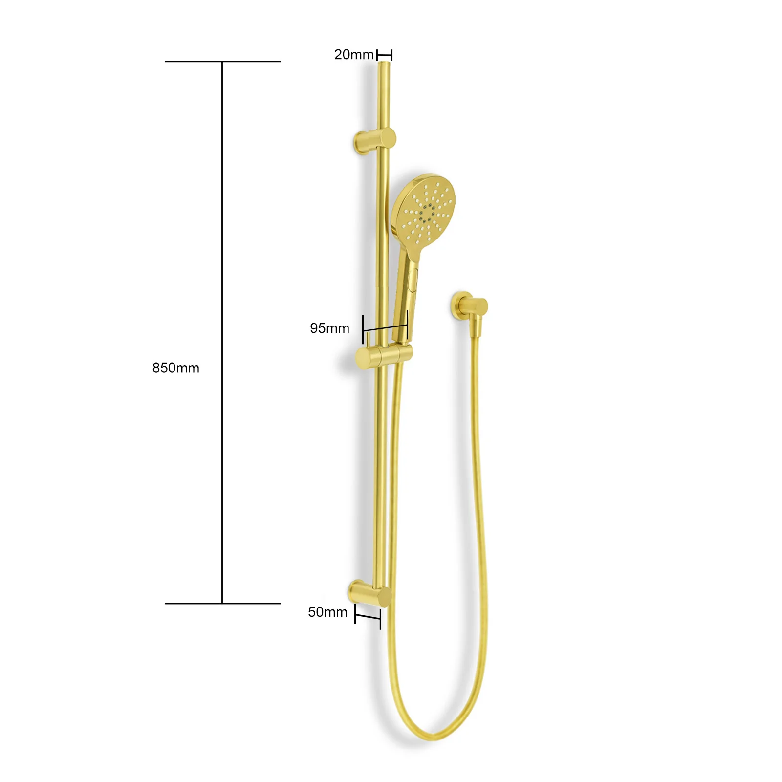 **Sydney Stock** KYLINS Brushed Gold Sliding Rail with 3 Mode Hand Held Shower Head Set Kit Mixer Taps Round WaterMark Wels