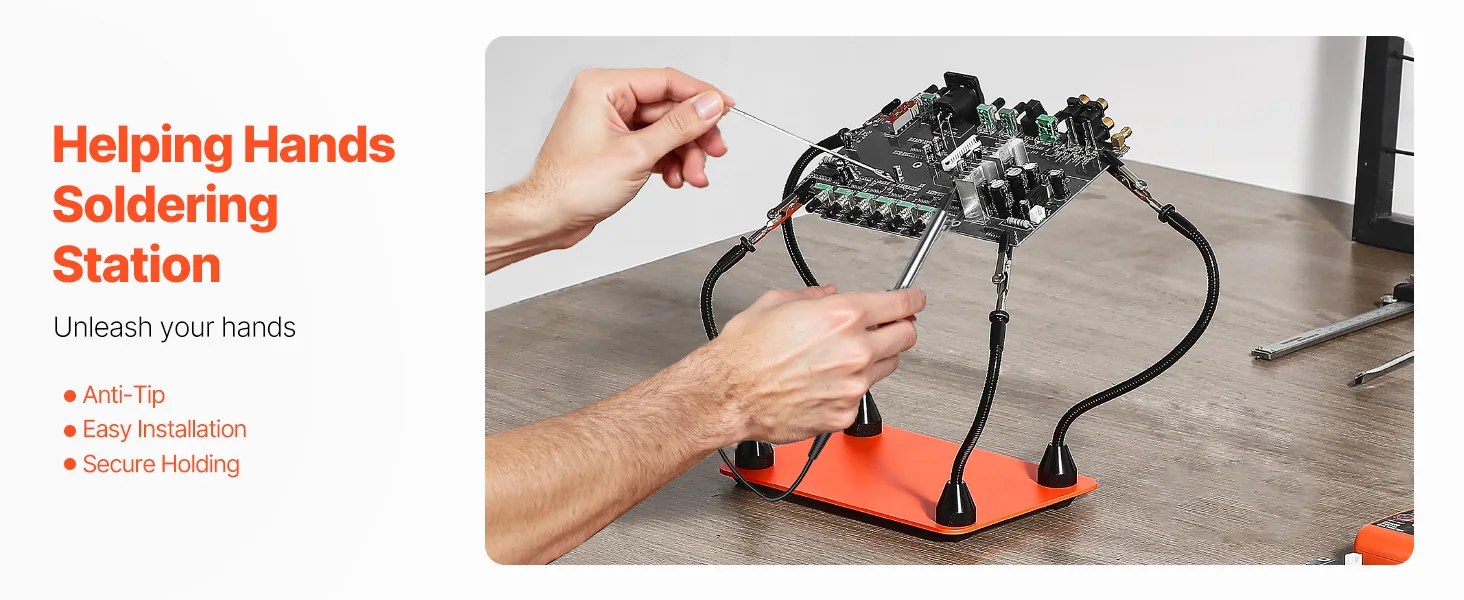 SucceBuy Magnetic Helping Hands Soldering Station 4Flexible Arms Tool w/Alligator Clips & Non-Slip Repair Craft Hobby DIY