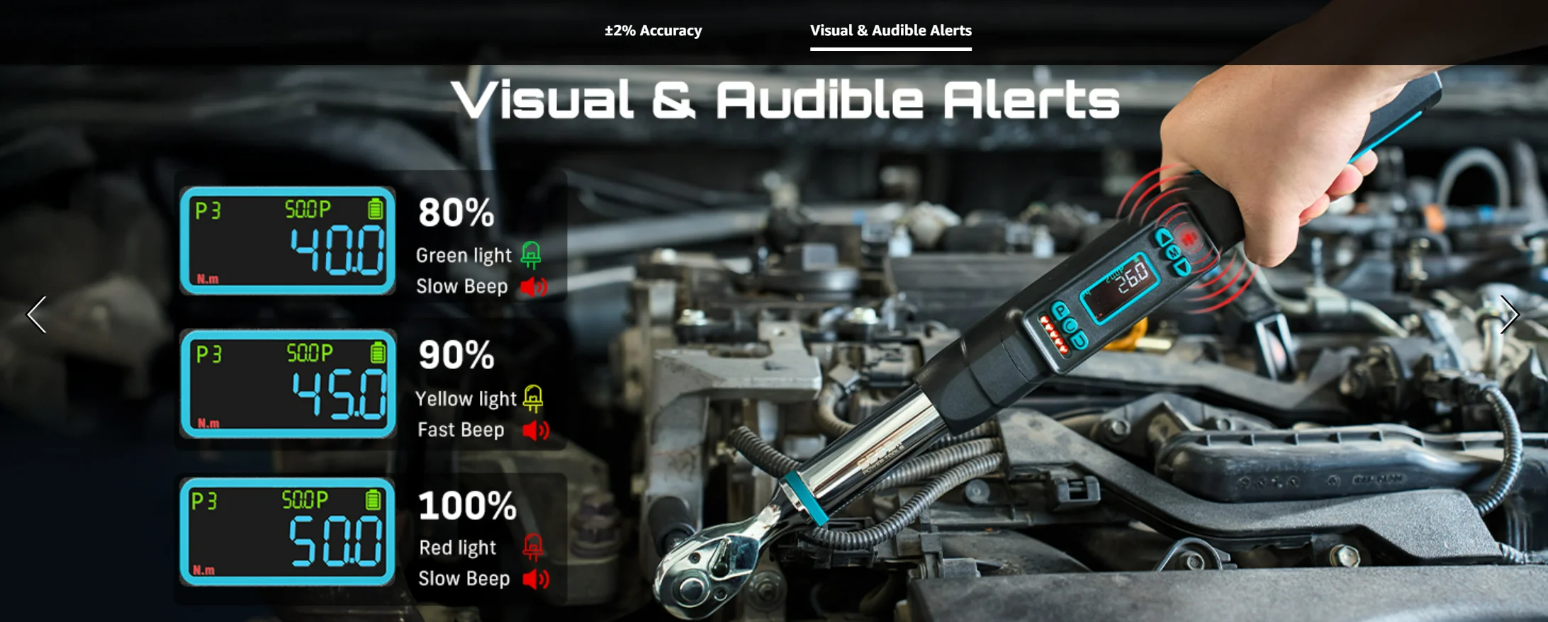 SEESII 3/8' 220N.m Digital Torque Wrench ±2% Accuracy Electric Torque Wrench W/Real-Time Peak Modes for Bicycle Car Motorcycle