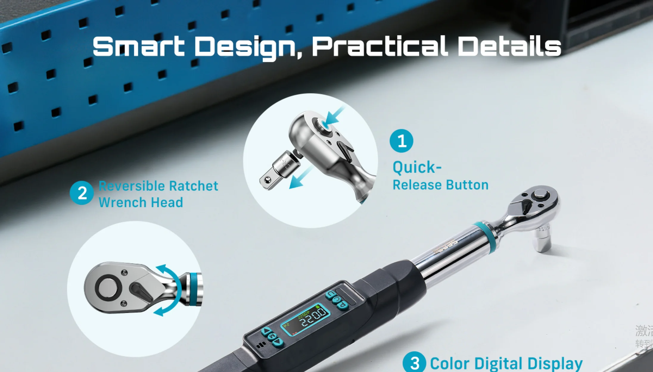 SEESII 3/8' 220N.m Digital Torque Wrench ±2% Accuracy Electric Torque Wrench W/Real-Time Peak Modes for Bicycle Car Motorcycle