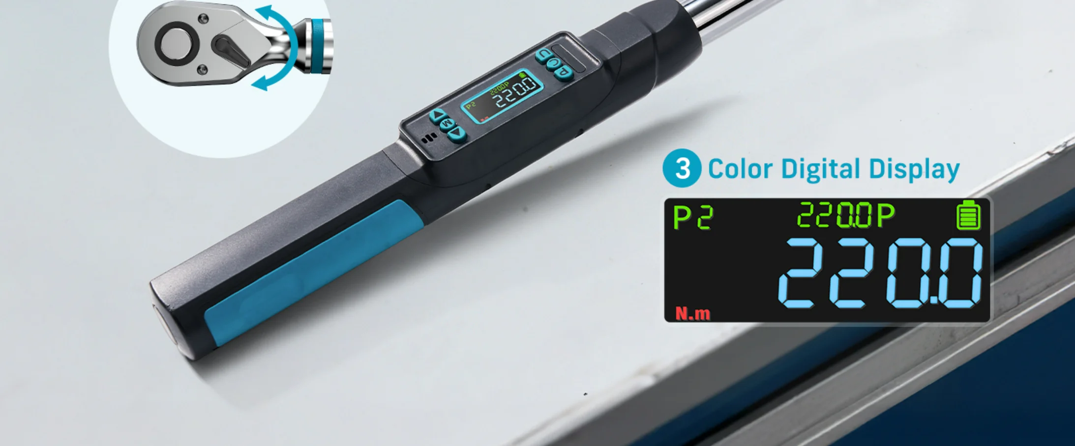SEESII 3/8' 220N.m Digital Torque Wrench ±2% Accuracy Electric Torque Wrench W/Real-Time Peak Modes for Bicycle Car Motorcycle