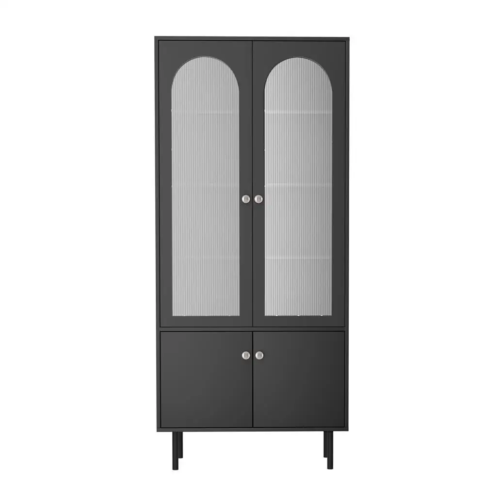 Buffet Sideboard Cabinet Black Wooden Storage Cupboard with Doors and Shelves for Dining Room Living Room Home Furniture