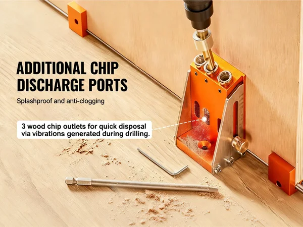 VEVOR 34 Pcs Pocket Hole Jig Kit with 11" C-clamp Fixture Step Drills Wrenches Drill Stop Rings Toolbox for Carpentry Projects