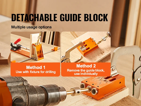 VEVOR 34 Pcs Pocket Hole Jig Kit with 11" C-clamp Fixture Step Drills Wrenches Drill Stop Rings Toolbox for Carpentry Projects