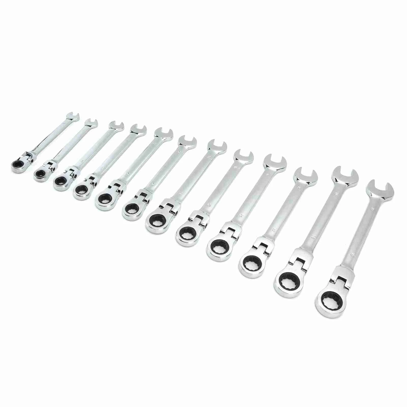 12PCS/set Ratchet Spanner Ratchet Wrench Set Kit Metric Combination Chrome Vanadium Steel 8‑19mm with Storage Bag Ratchet Wrench