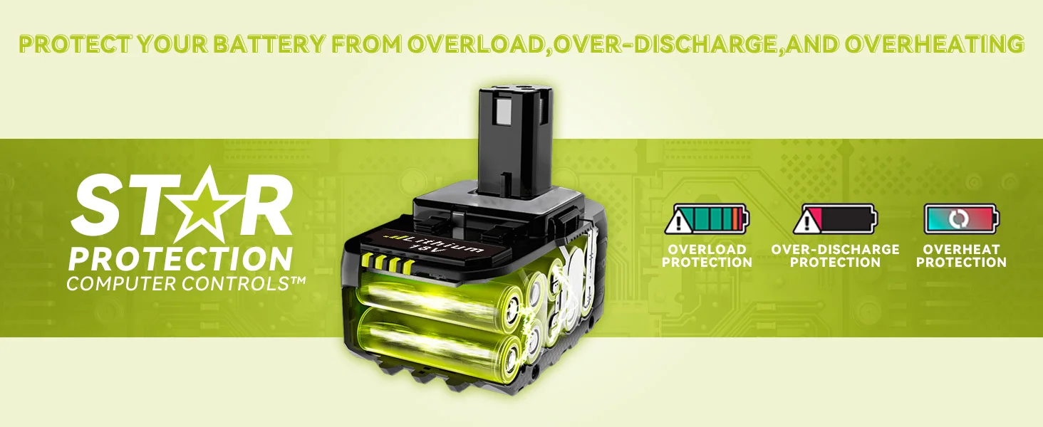 P108 5.0Ah 1/2/4Pack 18V One+ Lithium-on Battery Replace for Ryobi P102 P103 P104 P105 P107 P109 P122 Power Tools Battery pin