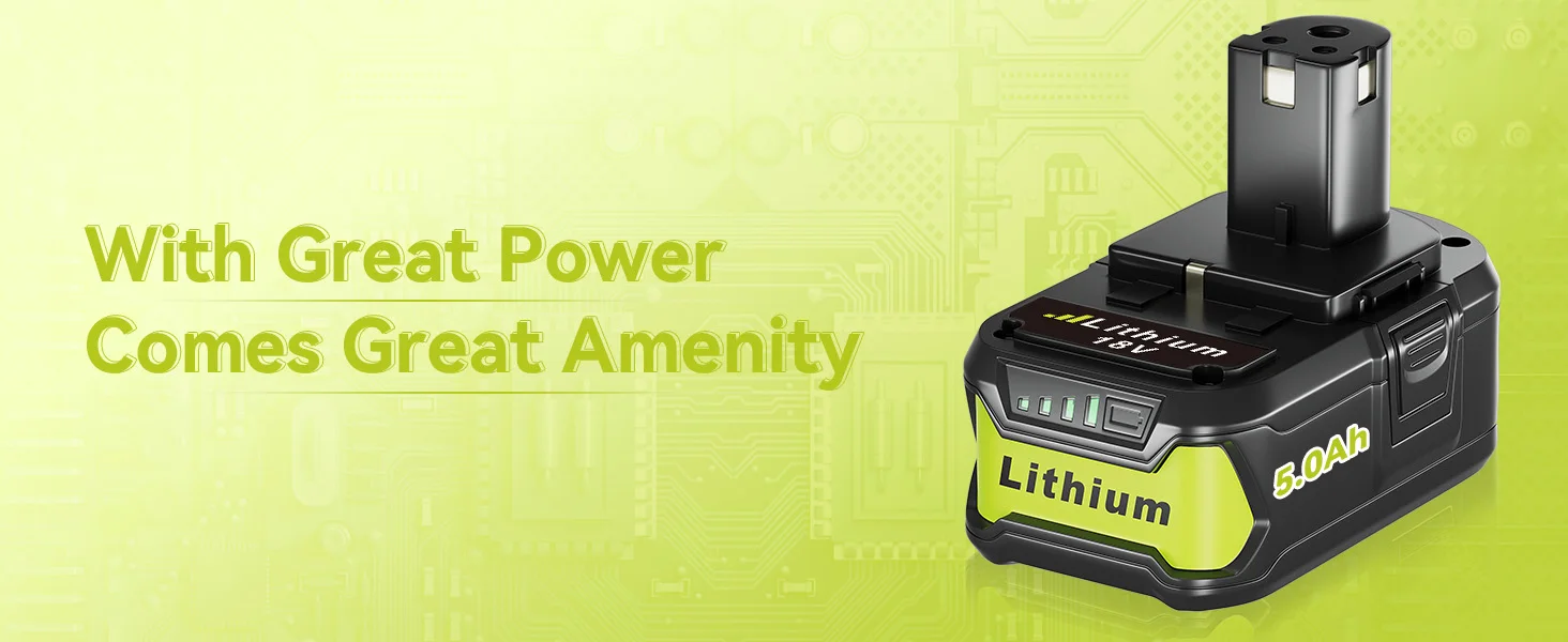 P108 5.0Ah 1/2/4Pack 18V One+ Lithium-on Battery Replace for Ryobi P102 P103 P104 P105 P107 P109 P122 Power Tools Battery pin