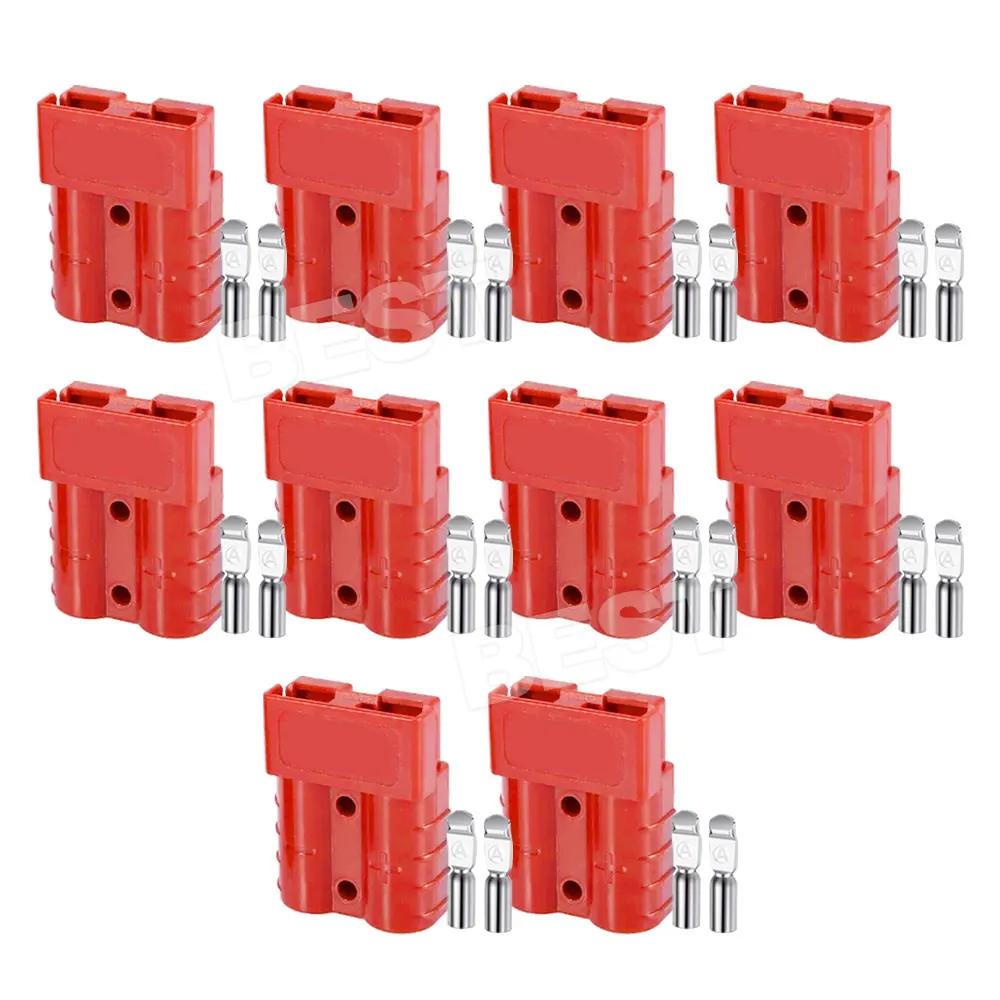 10PCS Anderson Style Plug 50 AMP 6AWG Red Connectors Caravan Mounting DC 12V 24V