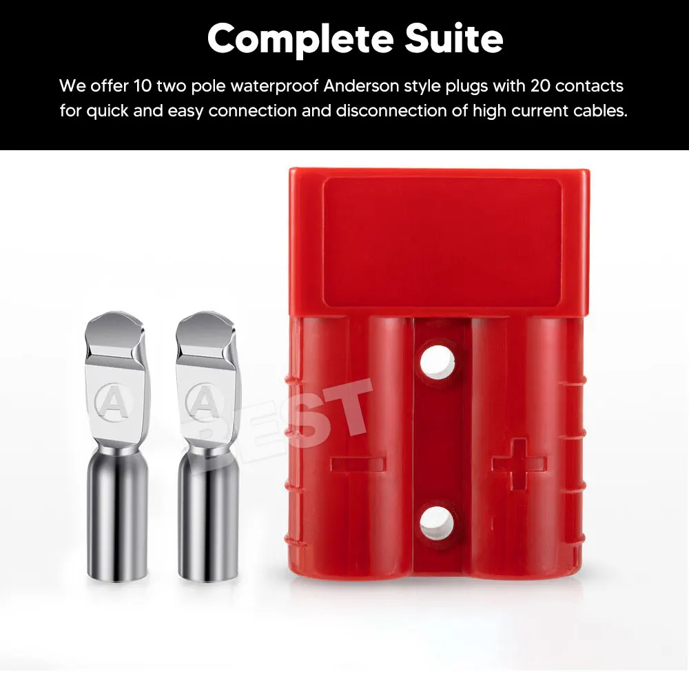10PCS Anderson Style Plug 50 AMP 6AWG Red Connectors Caravan Mounting DC 12V 24V