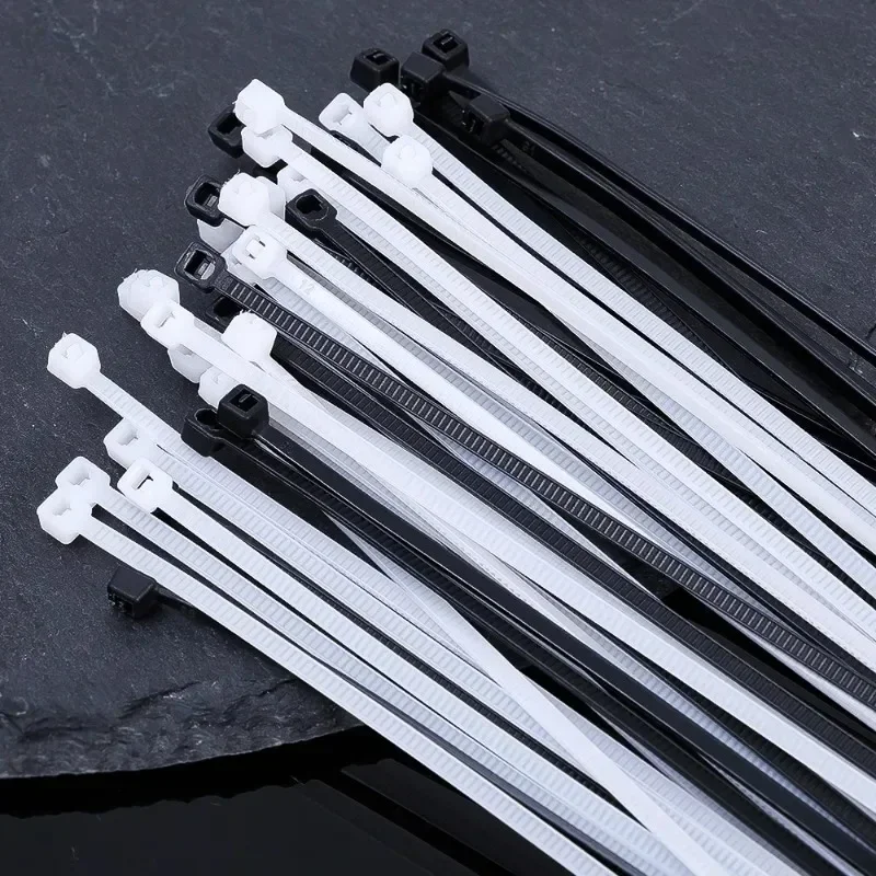 2000/100Pcs Self Locking Nylon Cable Ties Plastic Cord Tie Heavy Duty Cables Fastening Rings Loop Hardware Organizer Wire Straps