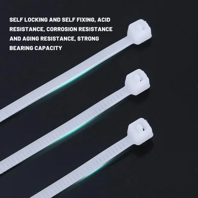 2000/100Pcs Self Locking Nylon Cable Ties Plastic Cord Tie Heavy Duty Cables Fastening Rings Loop Hardware Organizer Wire Straps