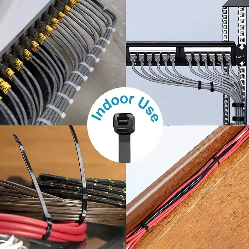 2000/100Pcs Self Locking Nylon Cable Ties Plastic Cord Tie Heavy Duty Cables Fastening Rings Loop Hardware Organizer Wire Straps