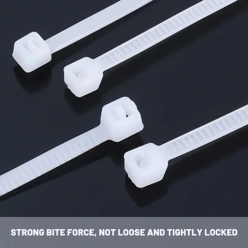 2000/100Pcs Self Locking Nylon Cable Ties Plastic Cord Tie Heavy Duty Cables Fastening Rings Loop Hardware Organizer Wire Straps