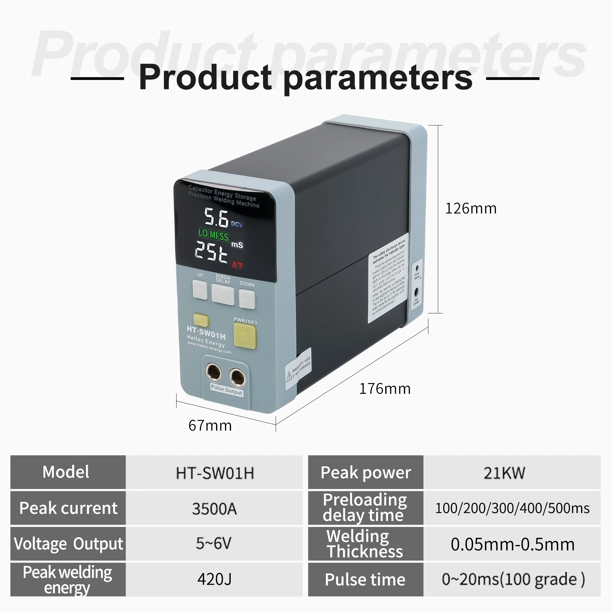 Heltec Energy HT-SW01H Spot Welding Machine 21KW High Current Pulse Battery Welding Machine for 18650/LiFePO4 Battery AT/MT