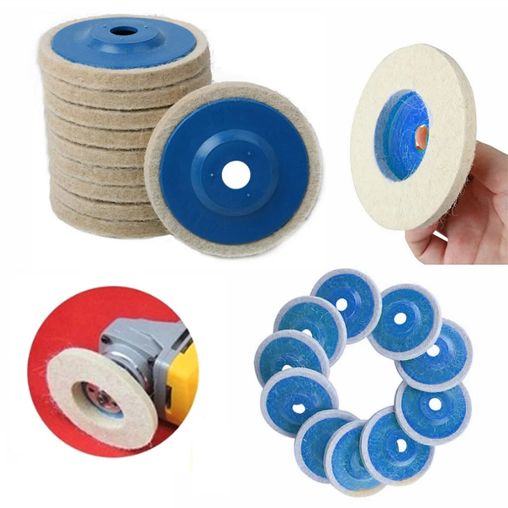 10pcs Round Wool Buffing Grinder 4'' Wheel Felt Polishing Disc Buffing Pad Tool