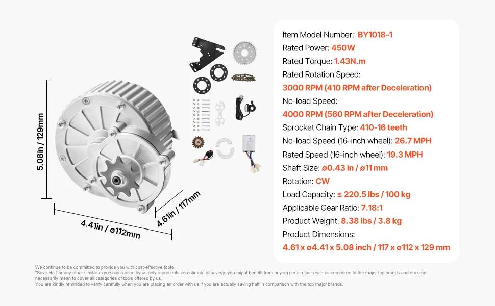 SucceBuy 450 W Electric Brushed DC Motor Kit 36V 3000rpm Motor w/Speed Controller Thumb Throttle Kit for Go Karts E-Bike Scooter
