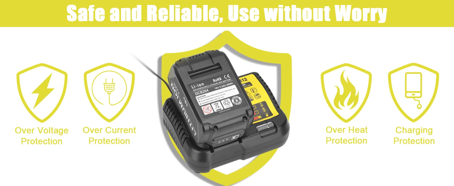 VANON NEW DCB112 2A 12V-18V Lithium Battery Replace for Dewalt DCB206 DCB205 DCB204 DCB203 DCB120,DCB107 DCB115 Tool Battery pin
