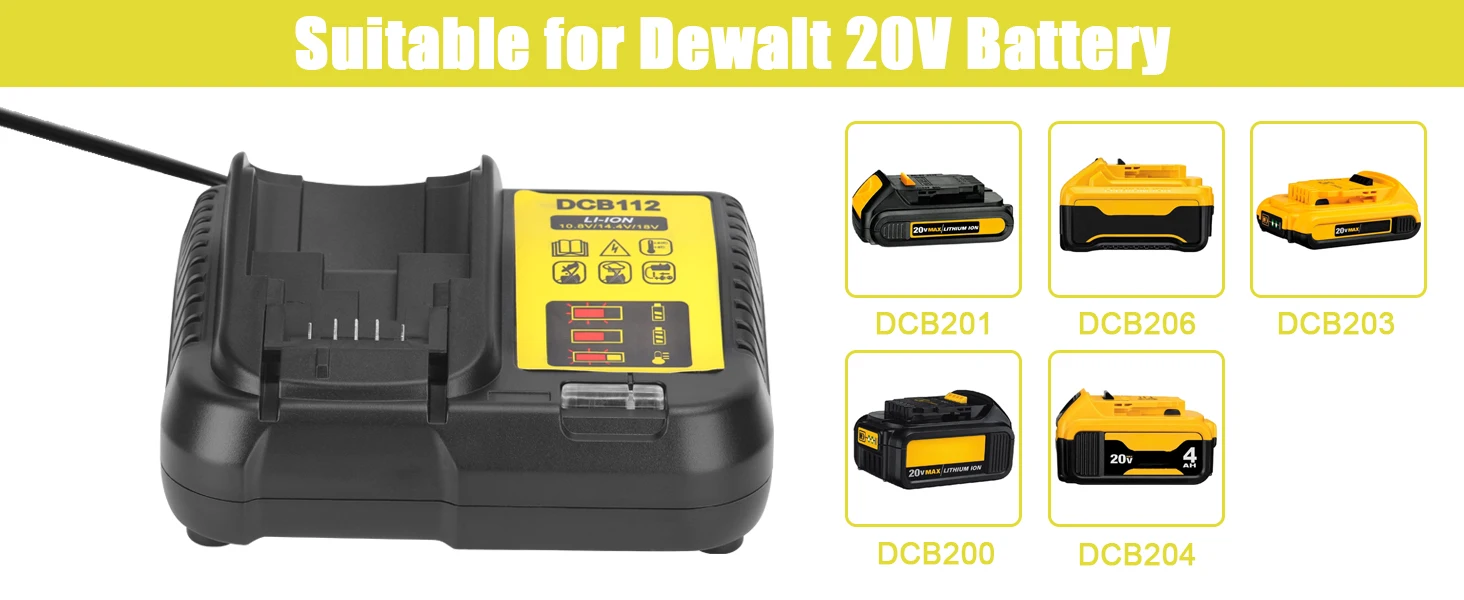 VANON NEW DCB112 2A 12V-18V Lithium Battery Replace for Dewalt DCB206 DCB205 DCB204 DCB203 DCB120,DCB107 DCB115 Tool Battery pin