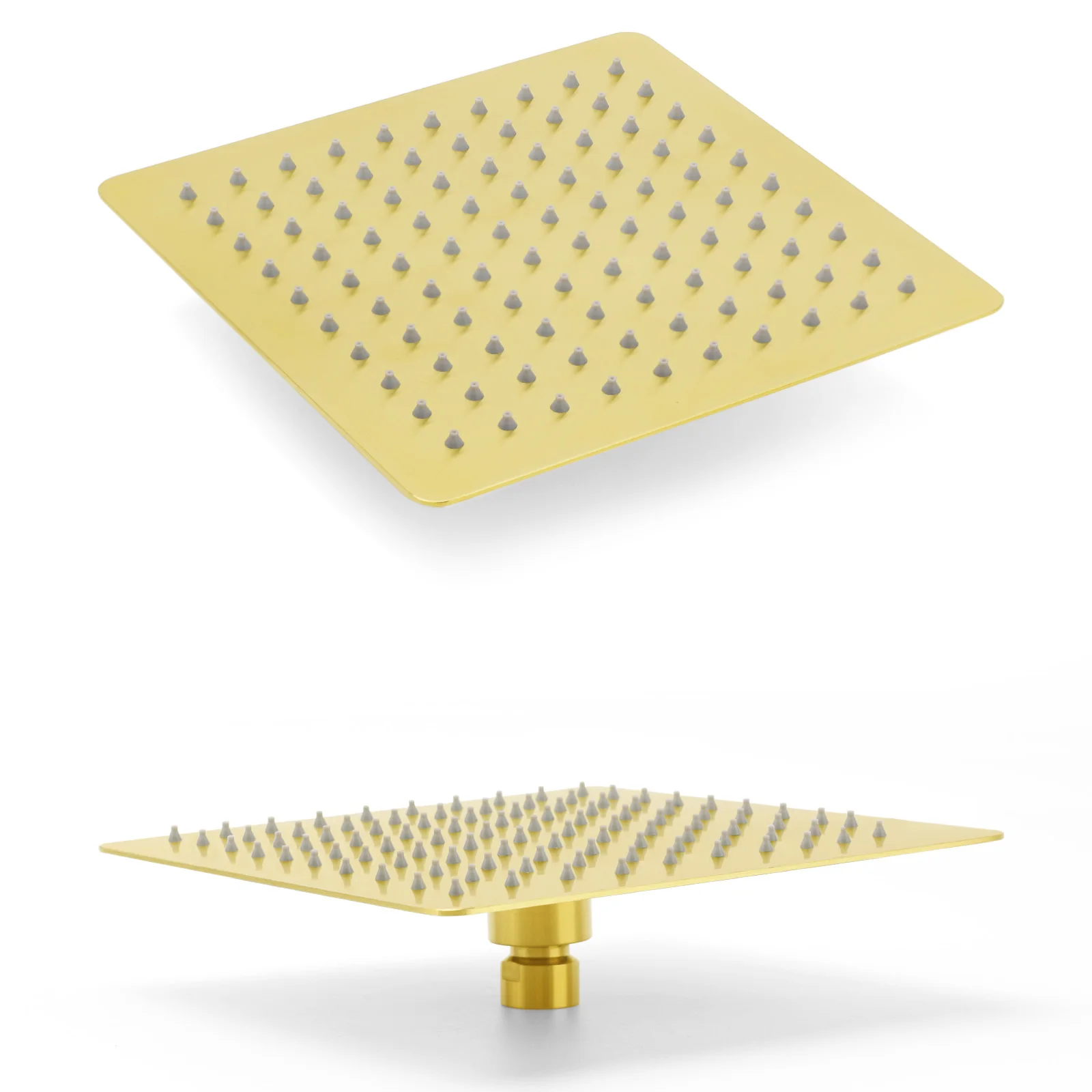 **Sydney Stock** KYLINS Twin Square 2 In 1 Rain Shower Head Set Sliding Rail Wall Arm Diverter Brushed Gold DIY WELS WATERMARK