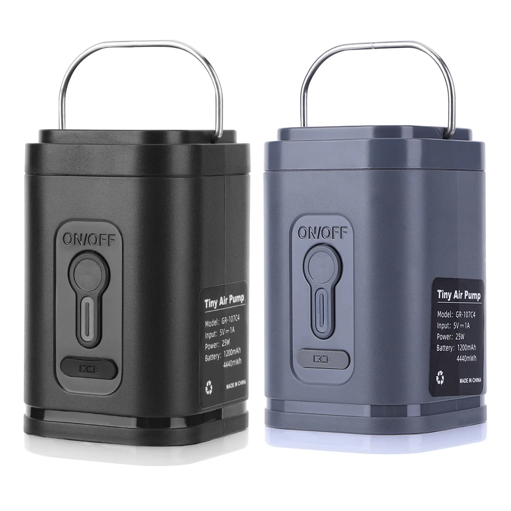 Electric Air Pump Camping Light 4000Pa Mini Inflate Deflate Pump Rechargeable Air Pump for Air Beds Boat Swimming Ring