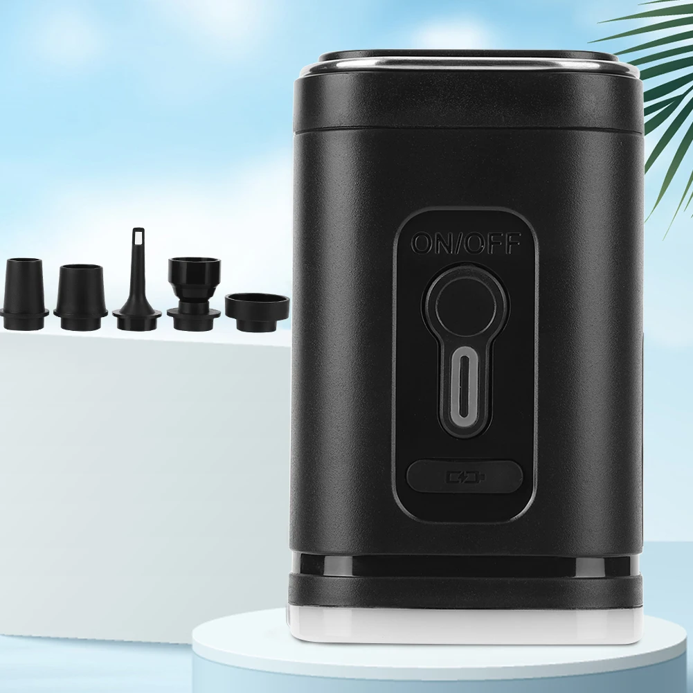 Electric Air Pump Camping Light 4000Pa Mini Inflate Deflate Pump Rechargeable Air Pump for Air Beds Boat Swimming Ring