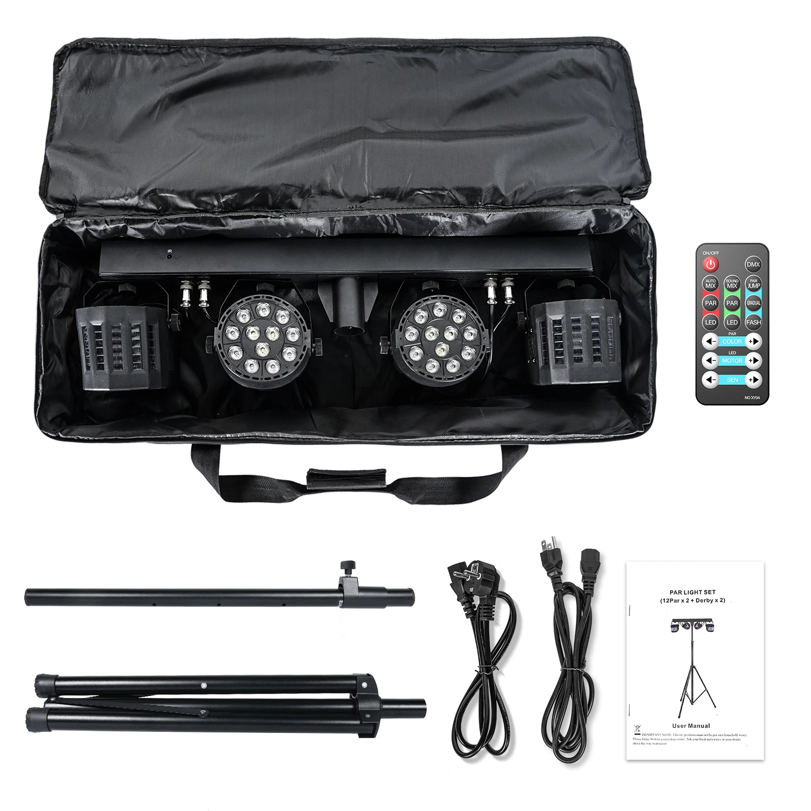 Yiflamefly 60W Combination Bracket Lights 3/6/15CH Suitable for Churches Concerts Weddings Birthday Parties KTV With Carry Bag