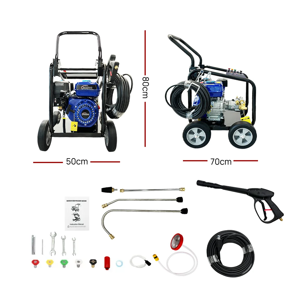 PORIYA 4800 Psi High Pressure Water Cleaner Electric Washer Gurney 10Hp Petrol 20M Hose