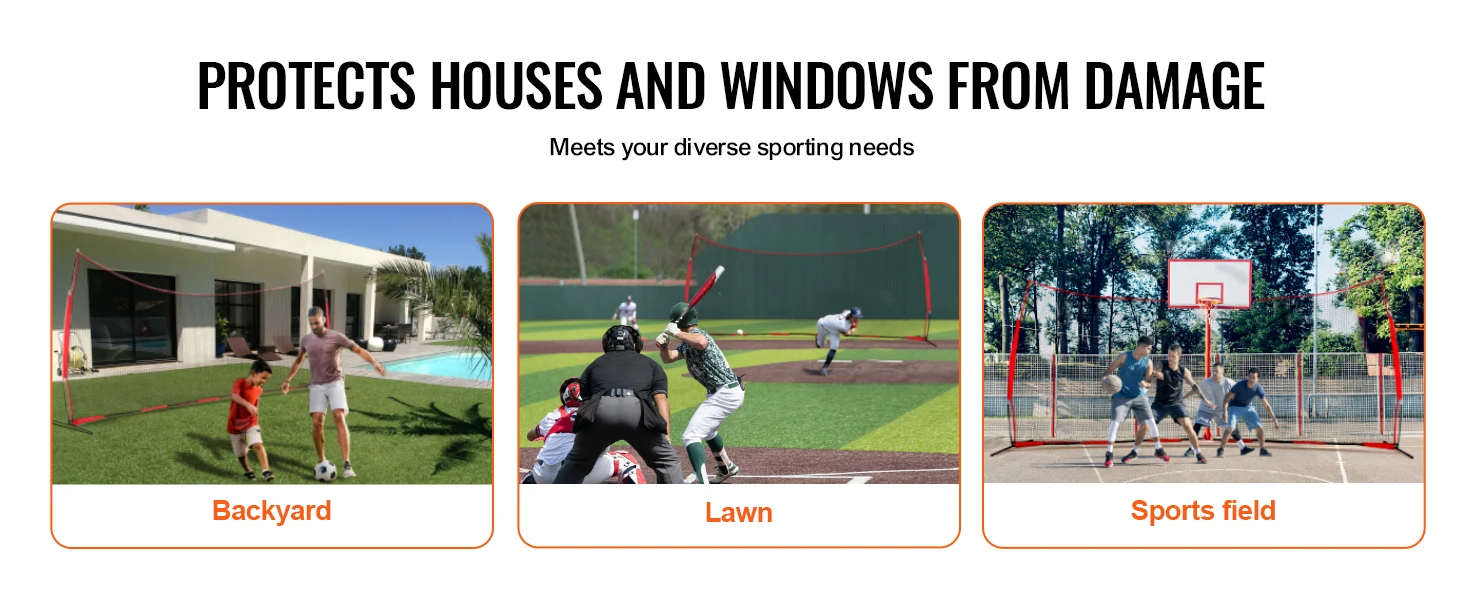 SucceBuy Barricade Backstop Net Ball Sport Barrier Netting Practice Equipment with Carry Bag Protect Screen for Training