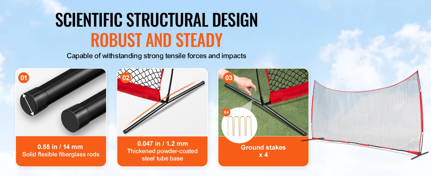 SucceBuy Barricade Backstop Net Ball Sport Barrier Netting Practice Equipment with Carry Bag Protect Screen for Training