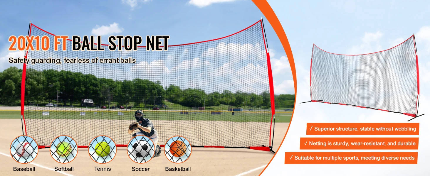 SucceBuy Barricade Backstop Net Ball Sport Barrier Netting Practice Equipment with Carry Bag Protect Screen for Training