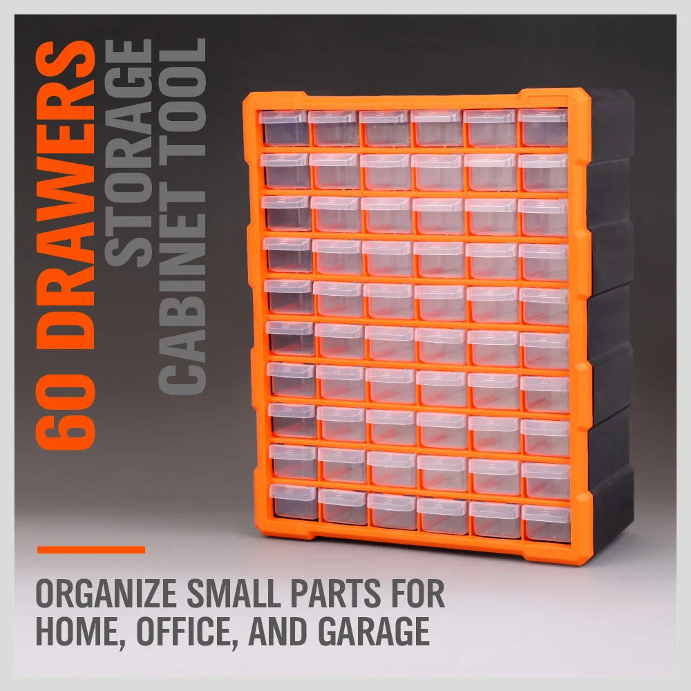 HORUSDY 60 Drawers Storage Cabinet Tool Box Parts Organiser Bin Chest With Divider
