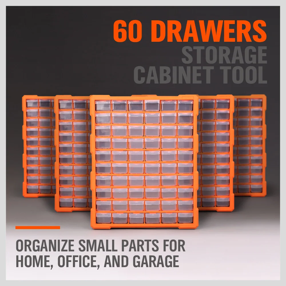 HORUSDY 60 Drawers Storage Cabinet Tool Box Parts Organiser Bin Chest With Divider