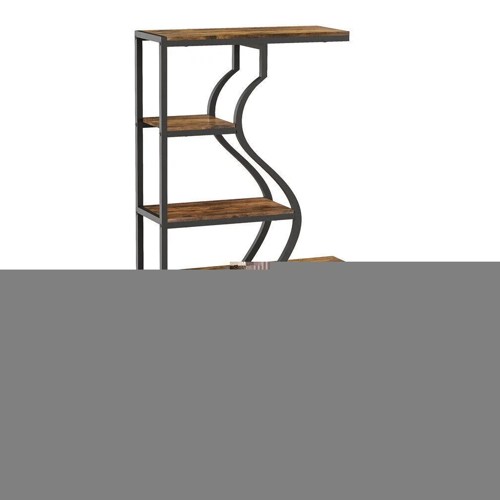 Industrial Vintage 5-Tier Plant Stand, Vertical Flower Shelf with MDF Boards & Metal Frame for Indoor Outdoor Home Decor