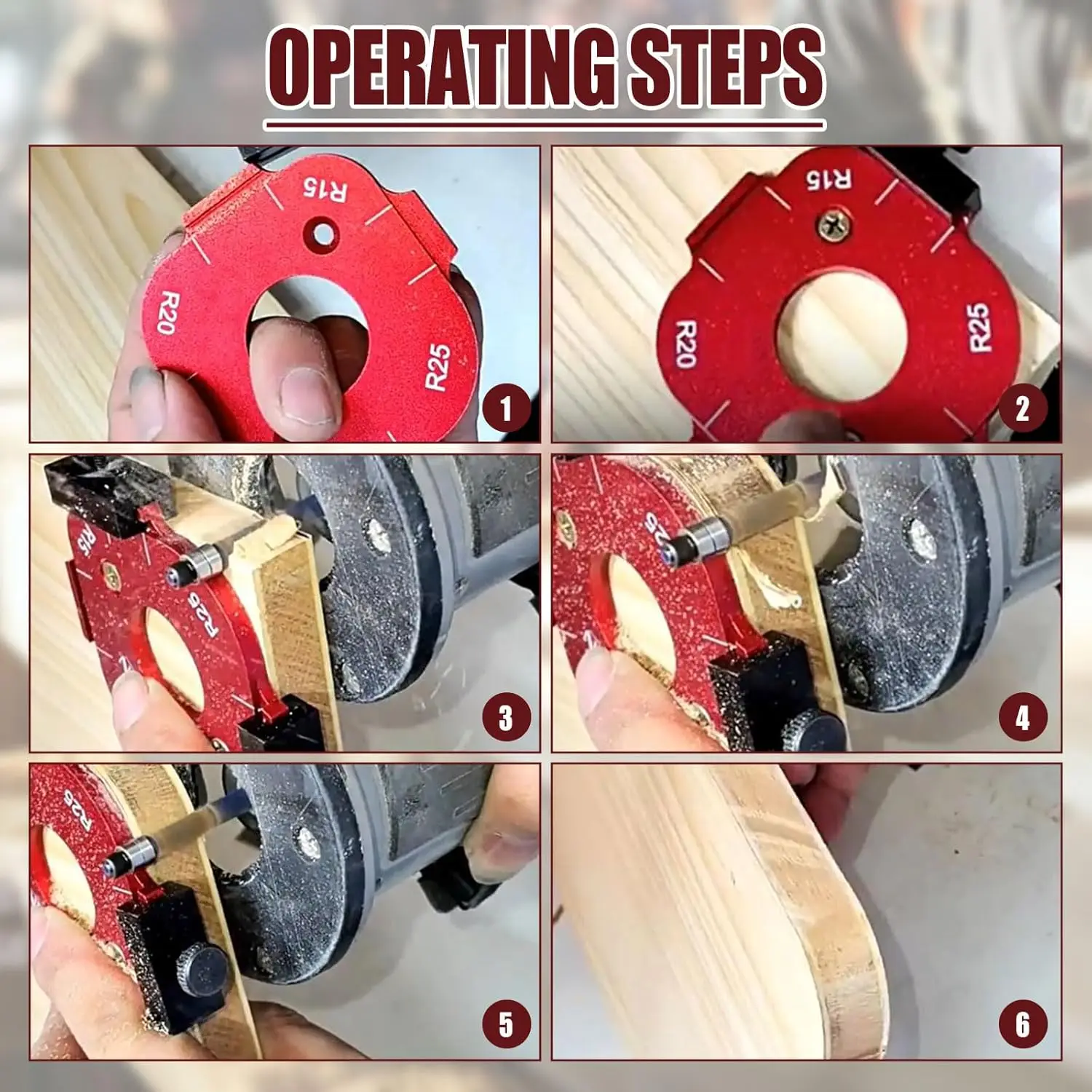 4in1 Woodworking Router Arcs Angle Positioning Template Corner Radius Routers R10-R50 Radius Jig Woodworking Positioning Tool