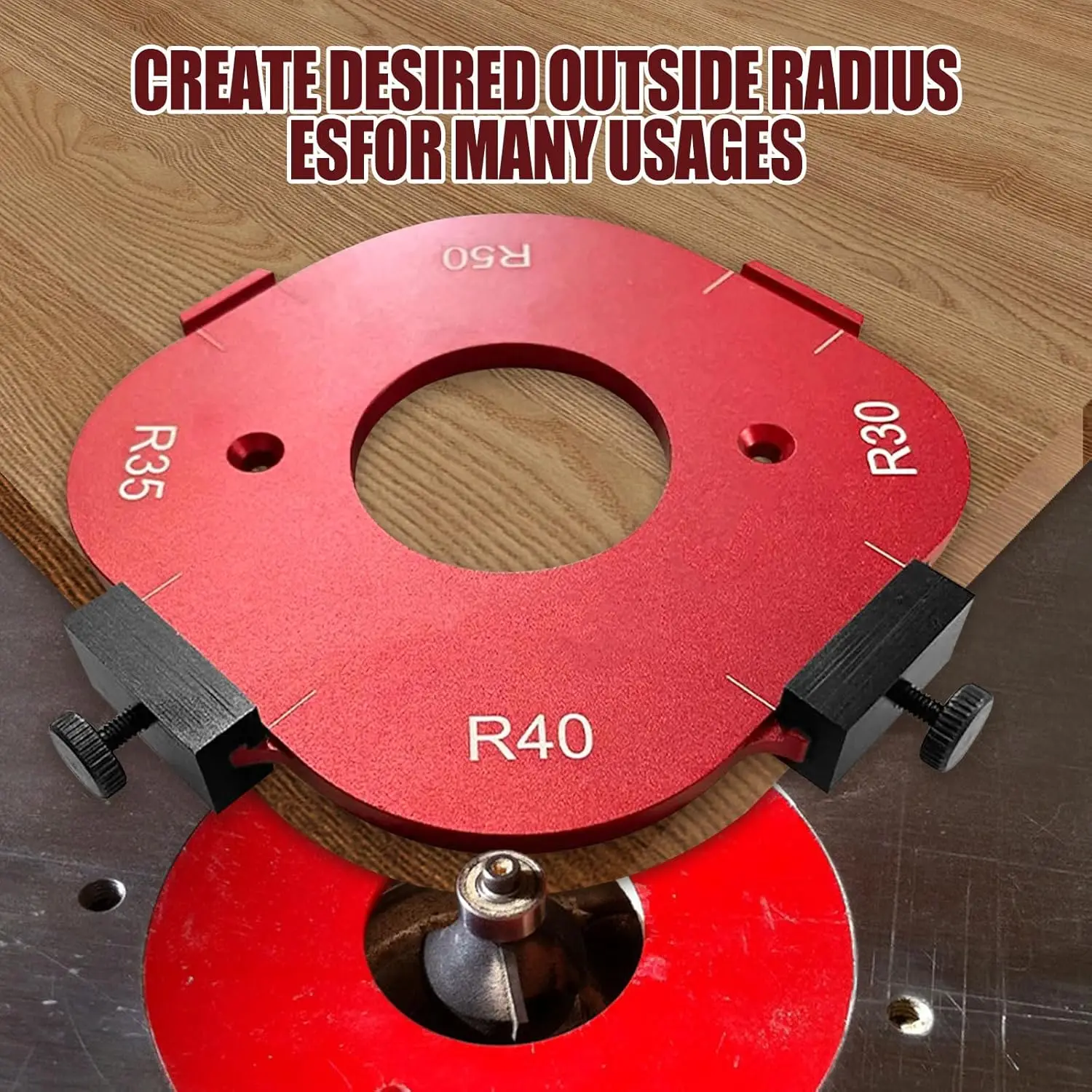 4in1 Woodworking Router Arcs Angle Positioning Template Corner Radius Routers R10-R50 Radius Jig Woodworking Positioning Tool