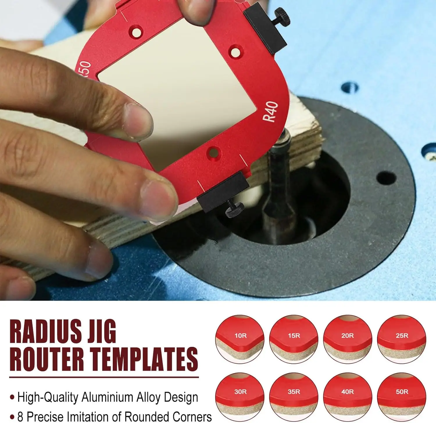 4in1 Woodworking Router Arcs Angle Positioning Template Corner Radius Routers R10-R50 Radius Jig Woodworking Positioning Tool
