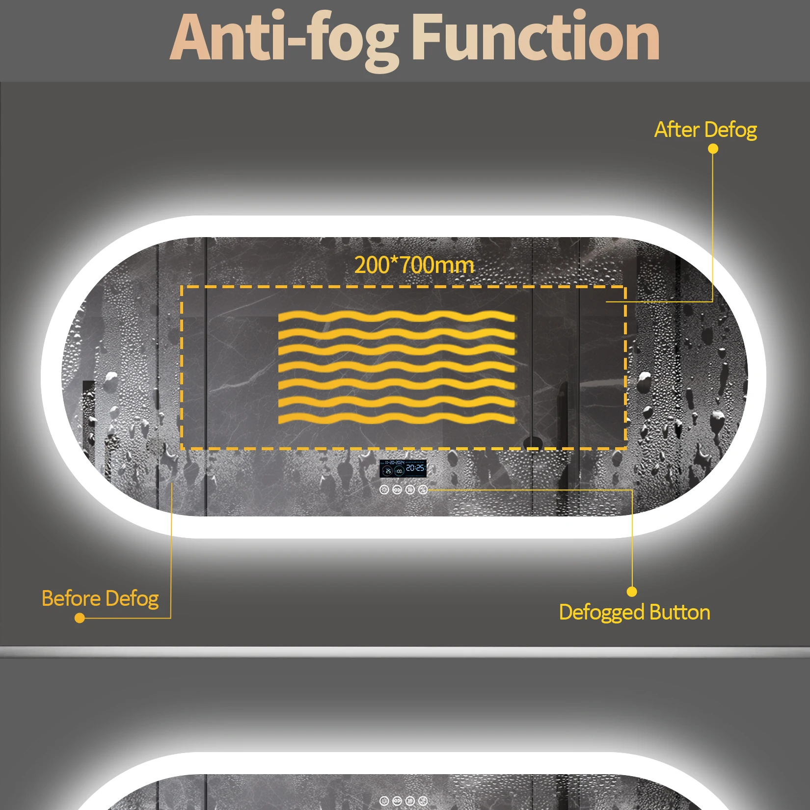Oval LED Bathroom Mirror with Lights, Anti-Fog, Bluetooth Speaker, 3 Colors Temperature Dimmable Lighted Mirrors Waterproof