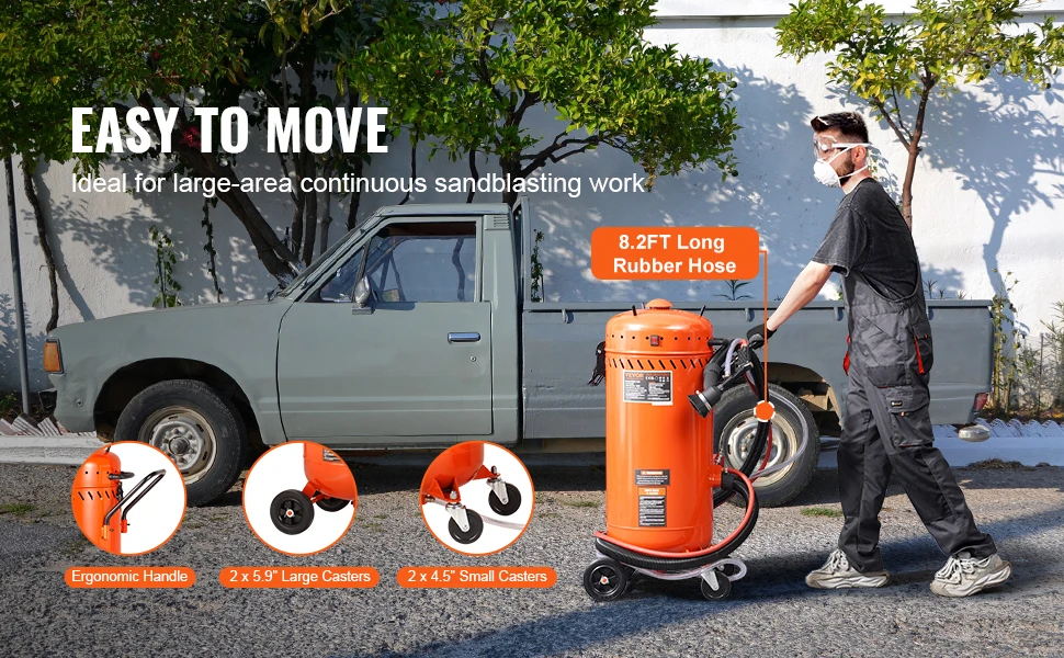 SucceBuy 28 Gallon Vacuum Sand Blaster Dustless with Built-in 1200 W Vacuum System for Dust Control Abrasive Recycle 60-110 PSI